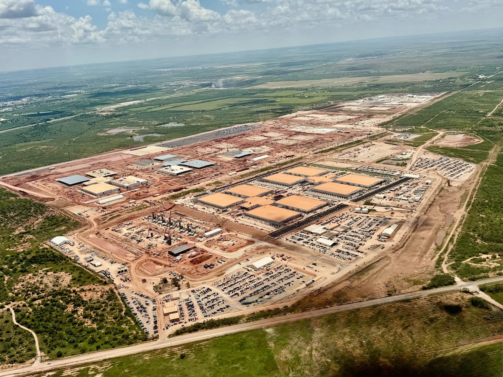 Aerial view of the Stargate AI data center campus under construction